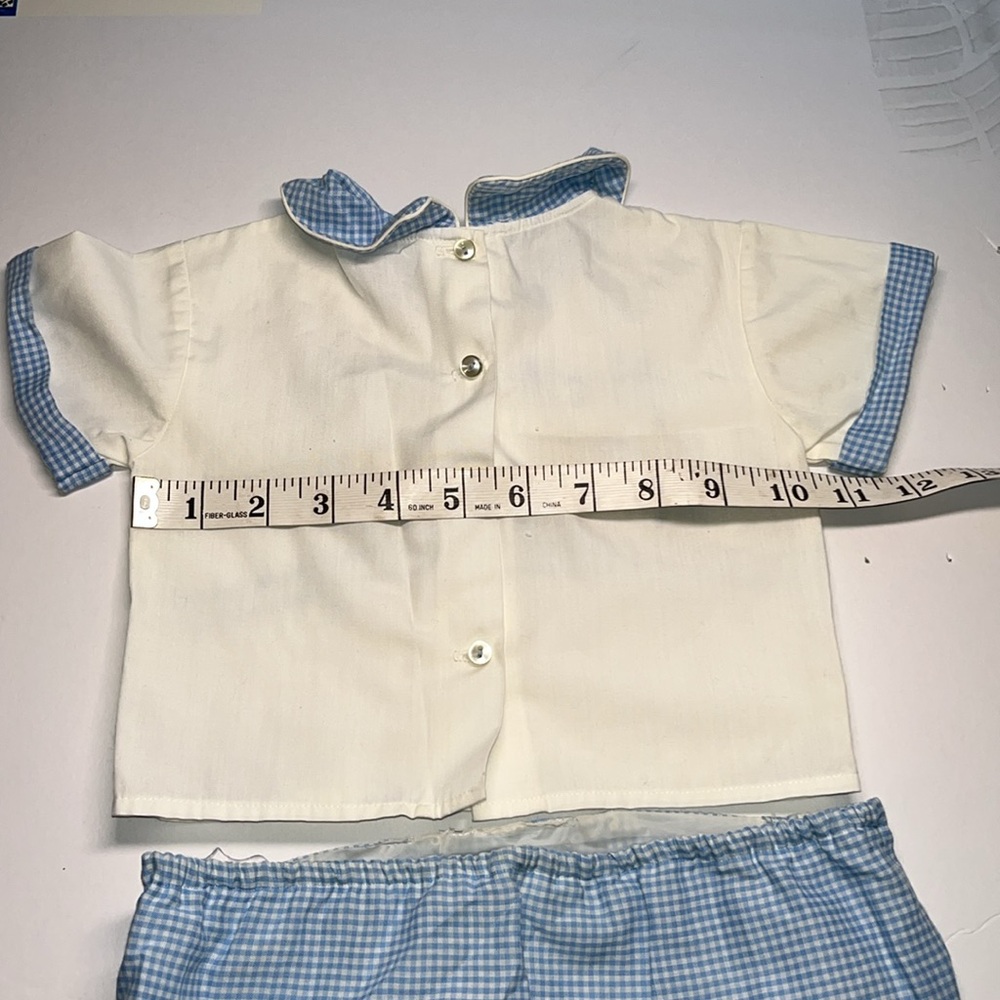 Precious vintage 1950s Going to Grandmas Blue and White check baby Outfit Set - Picture 11 of 15